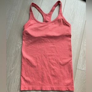 Lululemon Size 6 Coral Ribbed Tank w/ Built-In Bra